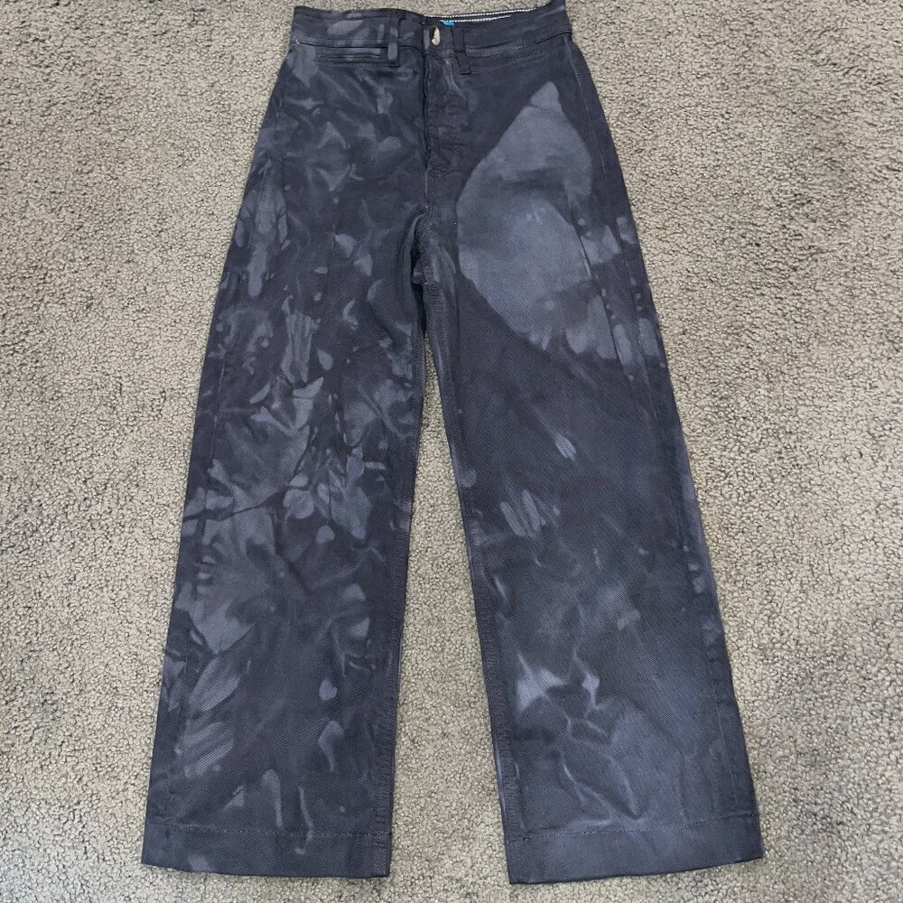 M.i.h. MADE IN HEAVEN Jeans High Rise Wide Leg Cropped Button Fly Pants Gray  XS
